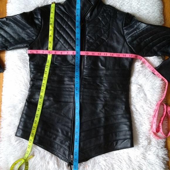 New Zayn 100% black leather sexy figure flattering crisscross lace back jacket - Picture 15 of 16